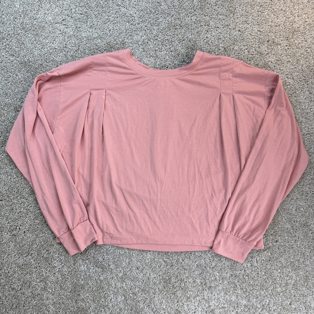 Athleta Shirt Womens Small Pink Crew Neck Long Sleeve Relaxed Jersey Yoga Top